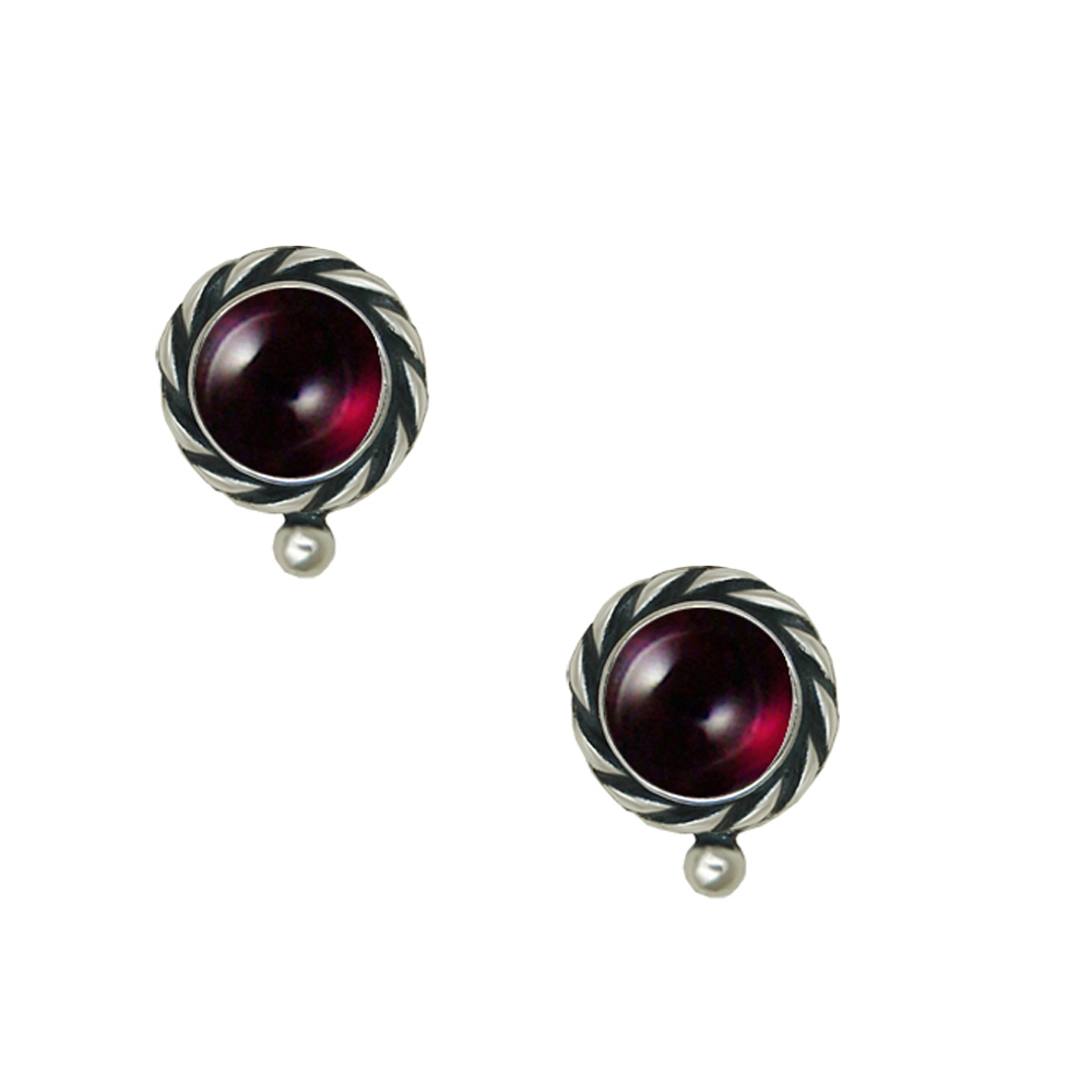 Sterling Silver Garnet Post Stud Earrings